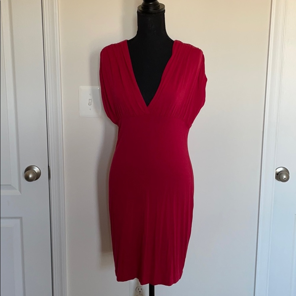 Sisley Red Deep-V Front and Back Dress